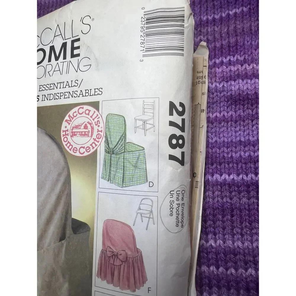 McCalls 2787 sewing pattern chair covers slip cover